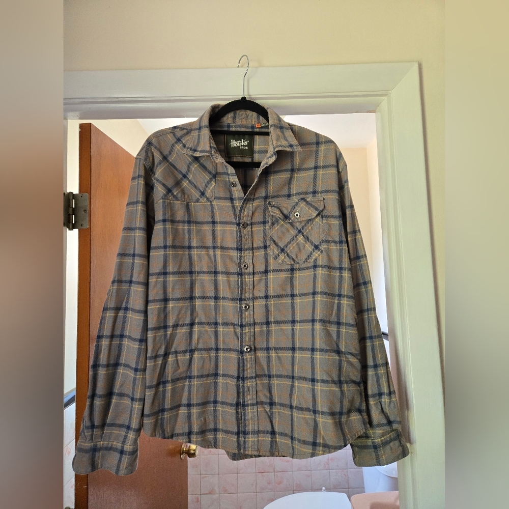 Howler Brothers Blue and Orange Plaid Shirt